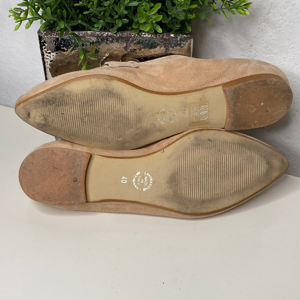 Michele Lopriore La Difforenza Tan Suede Loafers Pointed Toe Flats 40 EU/10 US - Picture 7 of 10